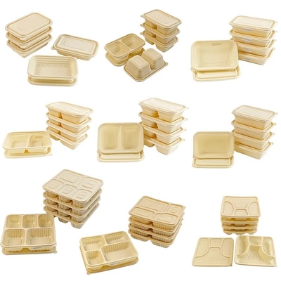 Buy 500ml natural 2-grid corn starch food storage container can carry a lunch box online manufacture