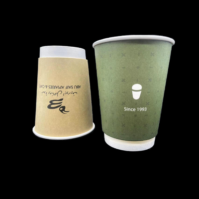 Buy 12oz Disposable Cardboard Cups Double Wall Paper Coffee Cups With Lids online manufacture