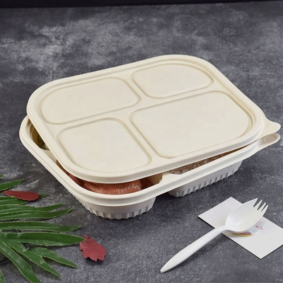 Buy 4 Compartment Disposable Corn Starch Tray Biodegradable Food Container online manufacture