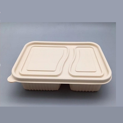 Buy 2 Position Biodegradable Disposable Corn Starch Lunch Box For Rice Vegetable 750ML online manufacture