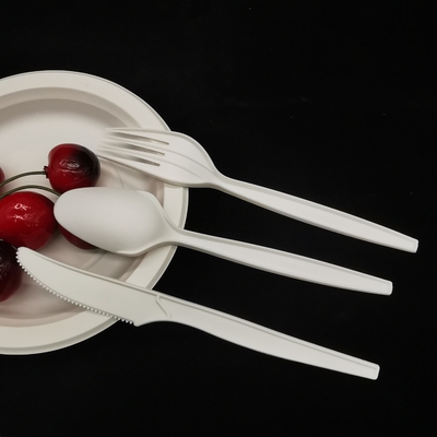 Buy 6inch 6.5inch 7inch CPLA Compostable Tableware 100% Biodegradable White Polylactic Acid Cutlery Fork Knife Spoon online manufacture