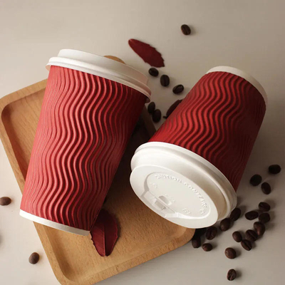 kopen Rood Ripple Wegwerppapierbeker voor Warme Koffie Dubbelwand met Custom Logo Rood Gegooid Papierbeker online manufacture