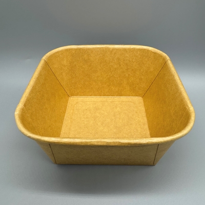 Buy Disposable Food Container Biodegradable Take Away Fast Food Kraft Paper Salad Bowl With Lids online manufacture