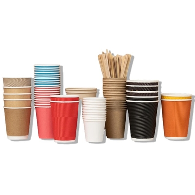 comprar Logotipo impreso a medida Eco-amigable Copas de papel biodegradables desechables tapas de doble pared copas de pared única online manufacture