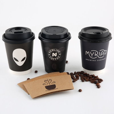 Buy Customized Biodegradable Disposable Coffee Paper Cup Single Double Ripple Wall Paper Coffee Cups With Lids online manufacture