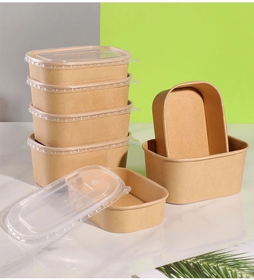 Buy Takeaway Food Grade Kraft Paper Container Tray Rectangular Kraft Paper Food Box online manufacture
