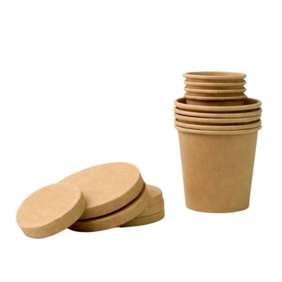 Buy Custom Disposable Food Container Brown Kraft Paper Cup Soup Bowl Paper Lid online manufacture