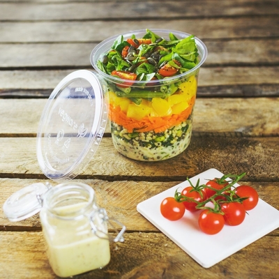 Buy Customized  PLA Salad Cup Compostable Transparent Clear Cold Frozen Food Packaging PLA Cups With Lid online manufacture