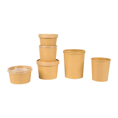 Buy Eco-Friendly Disposable Kraft Paper Soup Bowl With Lid Round for Salad Snack Milk Food Take Out Bucket online manufacture