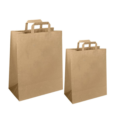 kaufen Custom Logo Kraft Papiertüte Braun Papiertüten mit Rücknahmewaren Papiertüten Verpackung mit flachen Griffe online manufacture