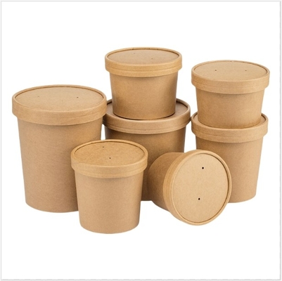 Buy Disposable Kraft Paper Soup Bowl With Paper Lid Snacks Noodle Takeaway Packaging Soup Cup online manufacture