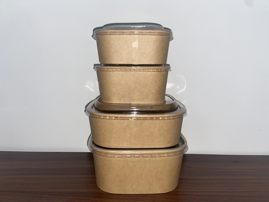 Buy Biodegradable Take Away Square Paper Salad Bowls With Lids online manufacture
