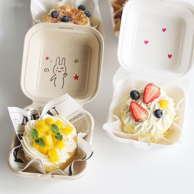 satın al Ekoloji dostu Mikrodalga Güvenli Tek kullanımlık bagaj Şeker kamışı Şeker kamışı Pulp Cake Konteyner Clamshell Hamburger Burger Kutusu online manufacture