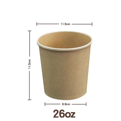 26oz biologisch abbaubare Einwegschüsseln Papiersuppenbecher mit Deckel 11,5cm Höhe