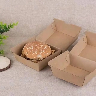 Burger Verpackung Quadrat Einwegboxen Mikrowellenpapierbox Öko-freundlich