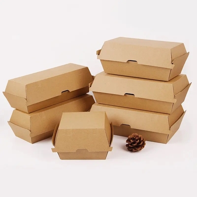 Umweltfreundliche Kompostierbare Lebensmittelbehälter Wellpappe aus Kraftpapier Hamburgerkarton