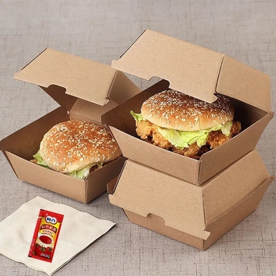 100% Recycled Corrugated Food Packaging Box Paper Hamburger Box Customized Shape