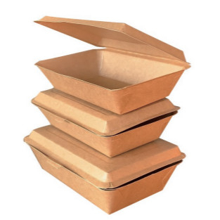 Einweg 280 ml Clamshell Papierbox undicht Kraftpapierbox zum Mitnehmen