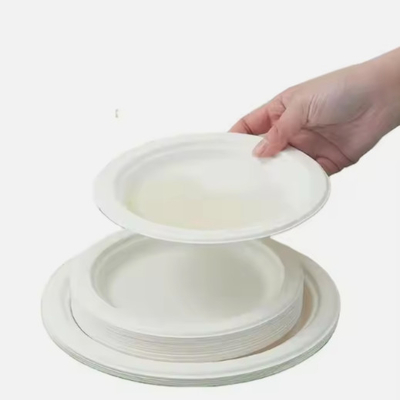 Rund 6 Zoll Zuckerrohrzellstoffplatten Zuckerrohrkompostierbare Platten nachhaltig