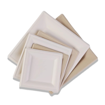 6 Zoll Wegwerf-Bagasse Kompostierbare Quadratpapierplatten Große Quadrat-Dinnerplatten biologisch abbaubar