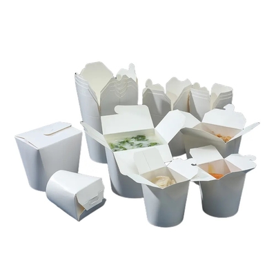 Kreative Lebensmittelverpackung rund unten nehmen Sie Nudeln Nudeln Papierkisten 26oz