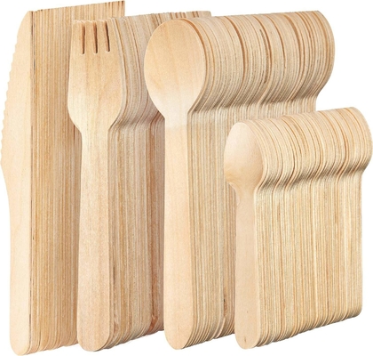 Lightweight  Disposable Wooden Cutlery Set Customizable Sustainable