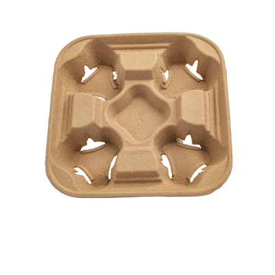Durable Paper Coffee Cup Holders Customized Take Away Pulp Cup Holder