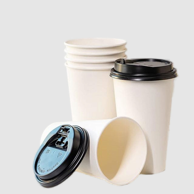 Leckdichte 16oz Einfachschicht Einweg-Tee Tassen Weißpapier Tassen und Deckel