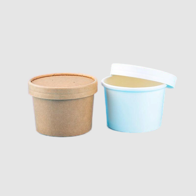 Einweg Biologisch abbaubar 8oz mitnehmen Lebensmittel Kraftpapier Suppe Schüssel Tasse Behälter mit PP oder Papier Deckel