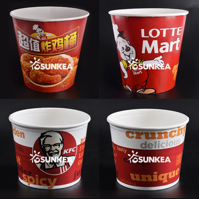 32-170oz Custom Logo Runder gebratener Huhn Papier Eimer Fast Food Verpackungskiste