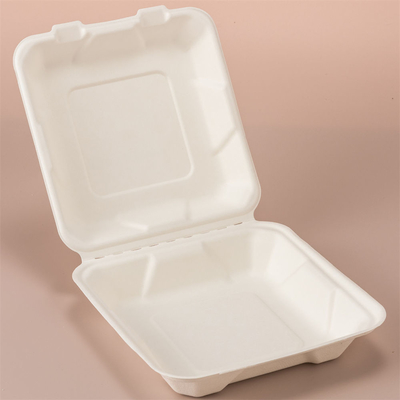 8 inch Clamshell voedselcontainers composteerbare bagasse voedseldoos