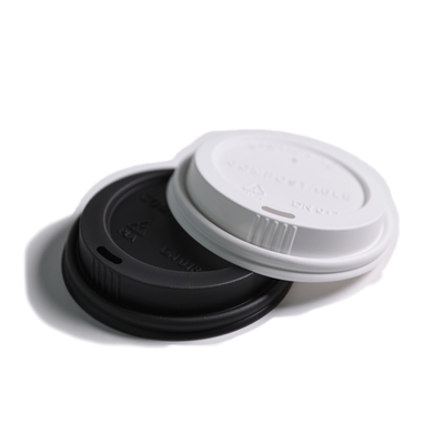 PLA Strawless Lid 90 Mondzijde Eco-vriendelijk 100% Composable BPI gecertificeerd Wit Zwart
