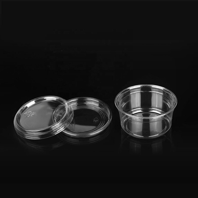 Umweltfreundlich 1/2/3/4/5/6oz Soße Behälter PLA Plastik Portionsbecher mit Deckel für Lebensmittel