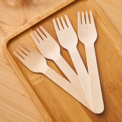 Environmentally Friendly Wood Cutlery Disposable Wooden Fork  For Takeaway