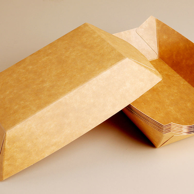 Kraftpapier Bootskorb Lebensmittelfächer Kartonfächer Brötchen Brot Verpackung Brauner Verpackungspaket Papier Geschenkmappen
