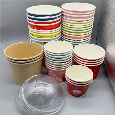 Food Grade Custom Printed 3/5/8/16/18 oz Disposable Ice Cream Paper Cups With lid