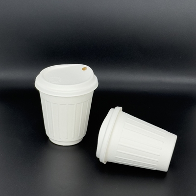 Einweg-Lebensmittel-Ausgabegeschirr Getränke Zuckerrohr-Bagasse Pulpbecher mit Deckel zum Trinken Kaffee