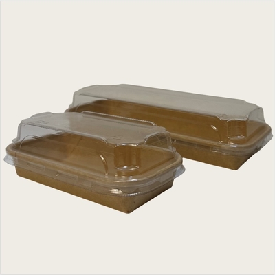 Umweltschonende Kraftpapier-Sushi-Tablett mit Plastikdeckel