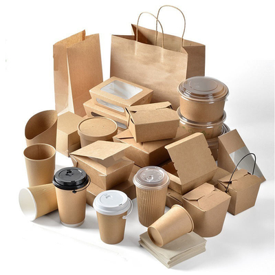 Kingwin Disposable Recycle Food Grade Container Packaging Brown Paper Fast Food Take Away Takeaway Kraft Paper Food Lunch Box