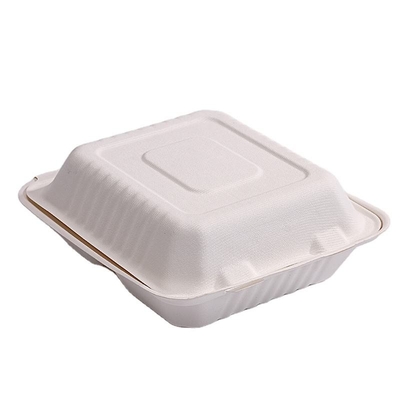 Öko-freundliche 6 Zoll biologisch abbaubare Geschirr-Set Muschelschalen mitnehmen Papier-Bagasse zu gehen Zuckerrohr-Zellstoff Lunchbox