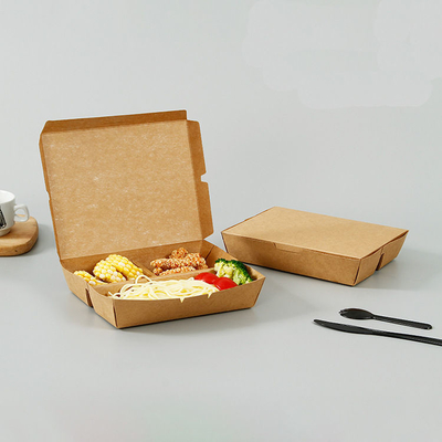 Umweltfreundlich biologisch abbaubares Einweg-Kraftpapier Bento-Lunchbox Multi-Lattice Papierverpackungskiste