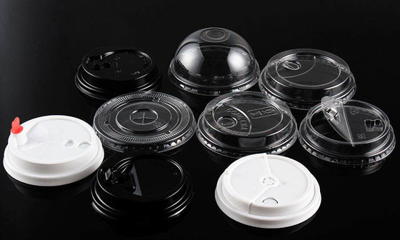ในสต็อกฝาหมุดน้ำชาพลาสติก PET CLEAR DISPOS