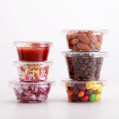PLA Biodegradable Clear Disposable Plastic Restaurant Sauce Cup Container With Lid Portion Cup