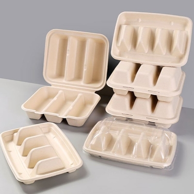 Taco Holder Taco Plate 3 Compartments Takeaway Box Biodegradable Sugarcane Bagasse Taco Food Tray
