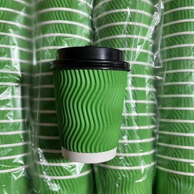 Feste Farbe Wellfarbe / vertikale Wellfarbe Doppelkühlgetränke Kaffeetasse mit Deckel