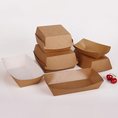 Hộp bánh burger và hộp khoai tây chiên dùng một lần hộp đóng gói giấy kraft cho hamburger