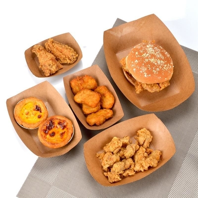 Kraft-Träger Bootsform Salat Schüssel Geschenkboxen für Desserts