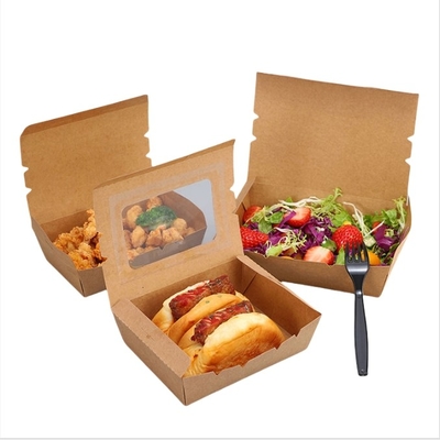 Warm verkaufte kundenspezifische Lebensmittelverpackung Flip Top Takeaway Fast Food Mittagessen Kraftpapierbox mit Fenster