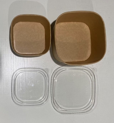 Çevre dostu ürünler için PET kapağı erişte kare kağıt kraft tek kullanımlık salata kase