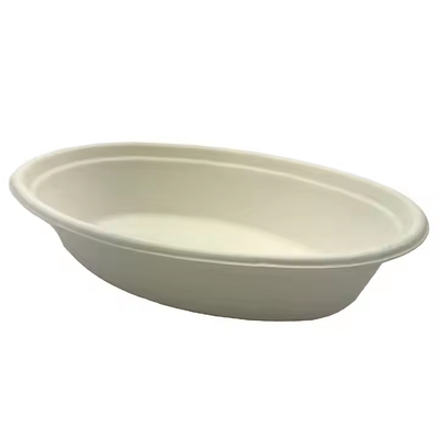 Eco Friendly Sugarcane Disposable Biodegradable Sustainable Microwavable Oval Bowl Salad Fruit Soup